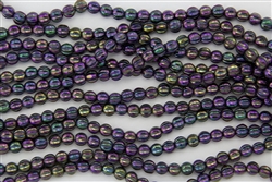 5mm Corrugated Melon Round Czech Glass Beads - Shiny Iris Purple Metallic