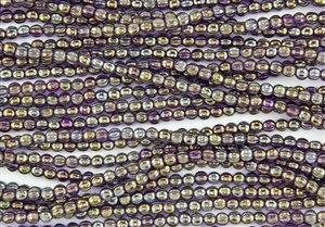 5mm Corrugated Melon Round Czech Glass Beads - Tanzanite Iris Luster