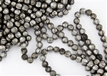 6mm Corrugated Melon Round Czech Glass Beads - Etched Antique Chrome