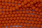 8mm Corrugated Melon Round Czech Glass Beads - Opaque Bright Pumpkin Orange