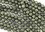 8mm Corrugated Melon Round Czech Glass Beads - Olive Mauve Polychrome
