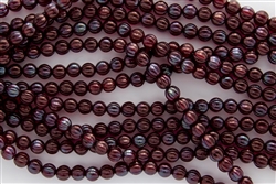 8mm Corrugated Melon Round Czech Glass Beads - Transparent Siam Ruby Vega