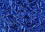 #2 Bugle 6mm Japanese Miyuki Glass Beads - Cobalt Silver Lined #20