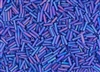 #2 Bugle 6mm Japanese Miyuki Glass Beads - Transparent Cobalt Matte AB #151FR