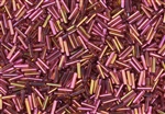 #2 Bugle 6mm Japanese Miyuki Glass Beads - Transparent Rose Gold Luster #301