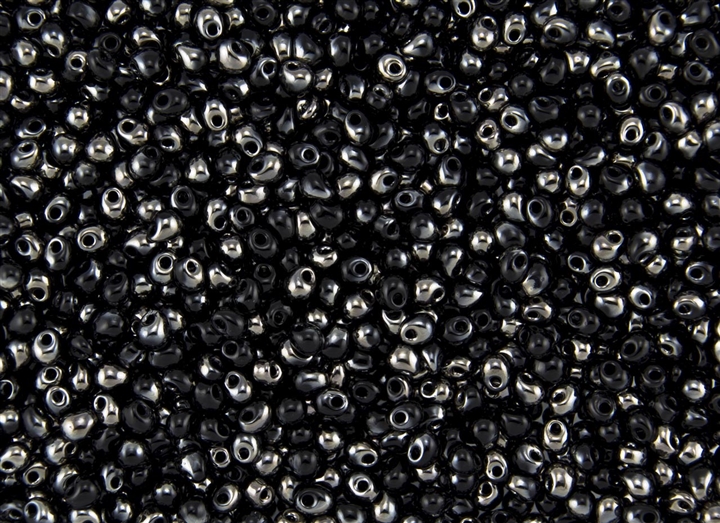 3.4mm Drop Miyuki Japanese Seed Beads - Black Chrome Metallic