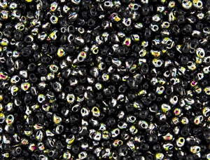3.4mm Drop Miyuki Japanese Seed Beads - Black Vitrail