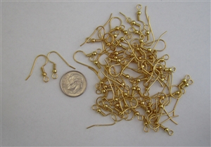 50 x 20mm Fishhook Earwires Gold Plated Surgical Steel