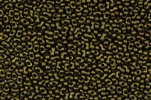 2x4mm Matsuno Japanese Peanut / Farfalle Beads - Olive Metallic Matte #2003MA