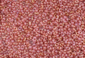 2x4mm Matsuno Japanese Peanut / Farfalle Beads - Milky Rose Opal Gold Luster #3003