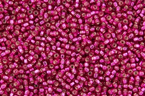 6/0 Miyuki Japanese Seed Beads - Hot Pink Silver Lined Square Hole #40