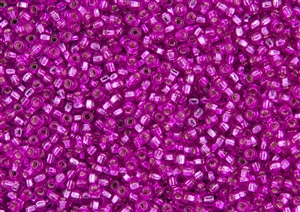 8/0 Miyuki Japanese Seed Beads - Bright Pink Silver Lined Square Hole #23A