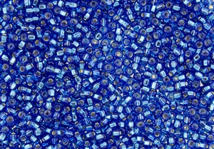 8/0 Miyuki Japanese Seed Beads - Capri Blue Silver Lined Square Hole #32