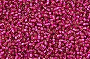 8/0 Miyuki Japanese Seed Beads - Hot Pink Silver Lined Square Hole #40