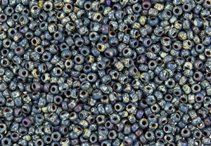 8/0 Miyuki Japanese Seed Beads - Opaque Denim Blue Picasso #4516