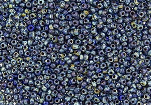 8/0 Miyuki Japanese Seed Beads - Opaque Cobalt Picasso #4518