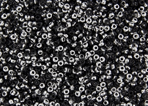 8/0 Miyuki Japanese Seed Beads with Czech Coating - Black Silver Metallic