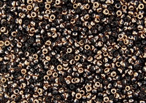 8/0 Miyuki Japanese Seed Beads with Czech Coating - Black Capri/Apollo Gold