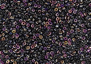 8/0 Miyuki Japanese Seed Beads with Czech Coating - Black Sliperit
