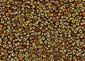 8/0 Miyuki Japanese Seed Beads with Czech Coating - Black California Gold Rush