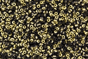 8/0 Miyuki Japanese Seed Beads with Czech Coating - Black Amber/Gold Matte