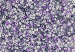 8/0 Miyuki Japanese Seed Beads with Czech Coating - White Opaque Funky Purple