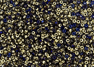 8/0 Miyuki Japanese Seed Beads with Czech Coating - Black California Blue