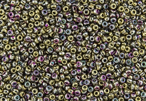 8/0 Miyuki Japanese Seed Beads with Czech Coating - Black California Green