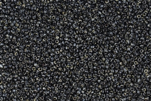 11/0 Miyuki Japanese Seed Beads - Opaque Jet Black Picasso #4511