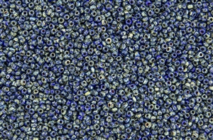 11/0 Miyuki Japanese Seed Beads - Opaque Cobalt Picasso #4518