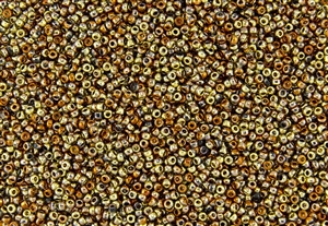 11/0 Miyuki Japanese Seed Beads with Czech Coating - Black California Gold Rush