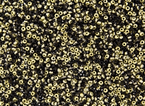 11/0 Miyuki Japanese Seed Beads with Czech Coating - Black Amber/Gold Matte