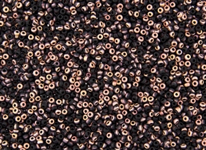 11/0 Miyuki Japanese Seed Beads with Czech Coating - Black Capri/Apollo Matte