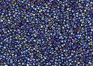 11/0 Miyuki Japanese Seed Beads with Czech Coating - Black Blue Star Full