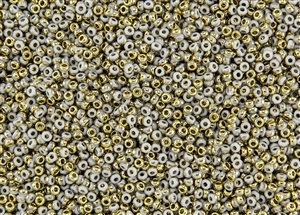 11/0 Miyuki Japanese Seed Beads with Czech Coating - White Opaque Amber/Gold