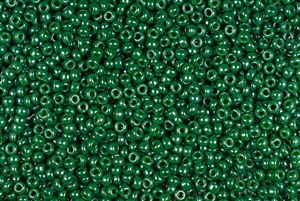 15/0 Miyuki Japanese Seed Beads - Dyed Opaque Bright Forest Green Luster #2538L