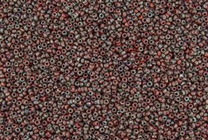 15/0 Miyuki Japanese Seed Beads - Opaque Red Picasso #4513