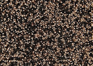 15/0 Miyuki Japanese Seed Beads with Czech Coating - Black Capri/Apollo Gold