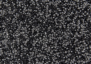 15/0 Miyuki Japanese Seed Beads with Czech Coating - Black Chrome Metallic