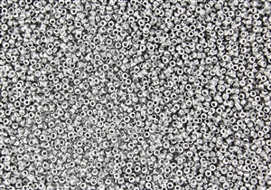 15/0 Miyuki Japanese Seed Beads with Czech Coating - White Opaque Silver Metallic