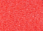 6/0 Matsuno Japanese Seed Beads - Luminous Neon Bright Coral Lined Crystal #206A