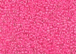 6/0 Matsuno Japanese Seed Beads - Luminous Hot Pink Lined Crystal #207A