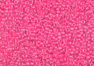 6/0 Matsuno Japanese Seed Beads - Luminous Hot Pink Lined Crystal #207A