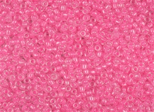 6/0 Matsuno Japanese Seed Beads - Luminous Pink Lined Crystal #207D