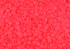 6/0 Matsuno Japanese Seed Beads - Milky Neon Bright Coral Frosted #F206A