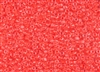 8/0 Matsuno Japanese Seed Beads - Luminous Neon Bright Coral Lined Crystal #206A