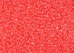 8/0 Matsuno Japanese Seed Beads - Luminous Neon Bright Coral Lined Crystal #206A