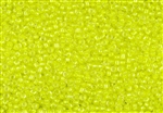 8/0 Matsuno Japanese Seed Beads - Luminous Neon Yellow Lined Crystal #206C