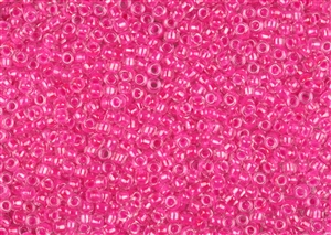 8/0 Matsuno Japanese Seed Beads - Luminous Blaze Pink Lined Crystal #209D
