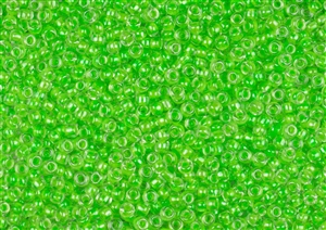 11/0 Matsuno Japanese Seed Beads - Luminous Neon Green Lined Crystal #206B